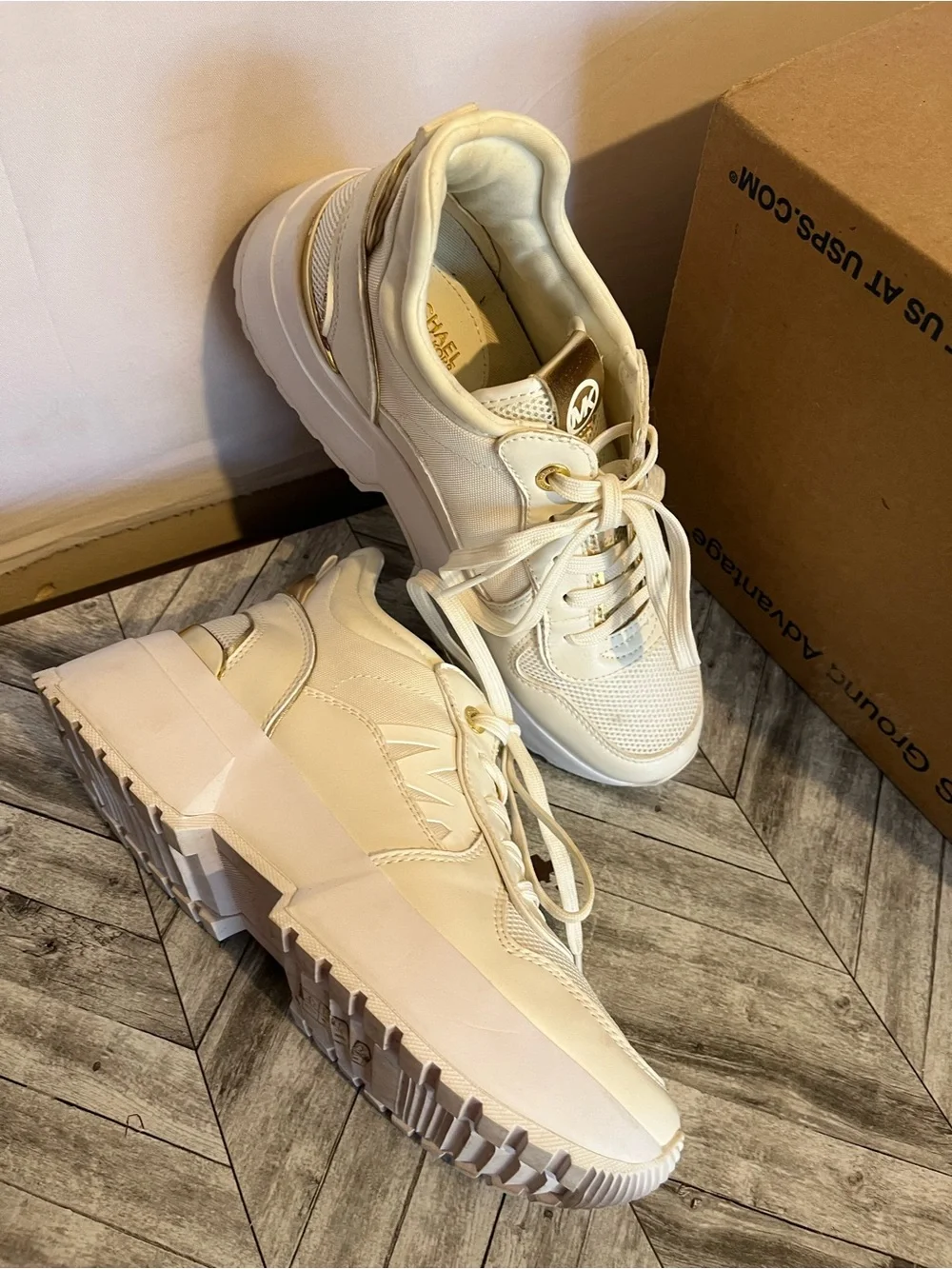 Michael Kors Cream Platform Sneakers